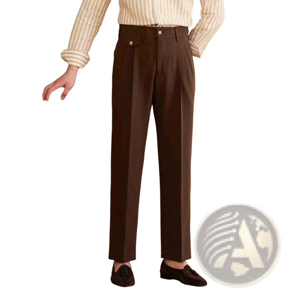 Men's Tailored Straight Leg Pleated Trousers