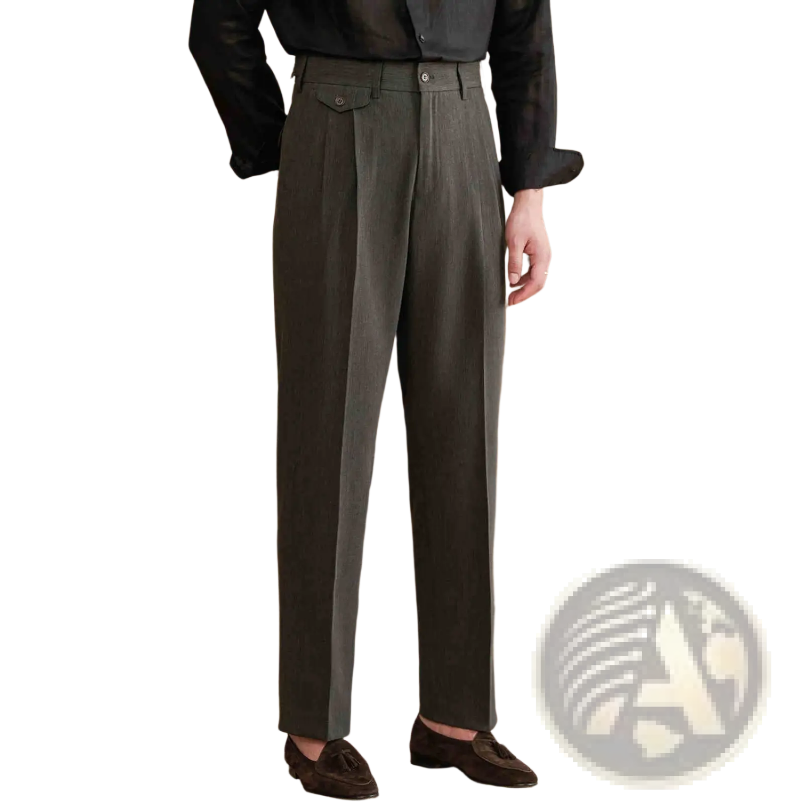 Men's Tailored Straight Leg Pleated Trousers